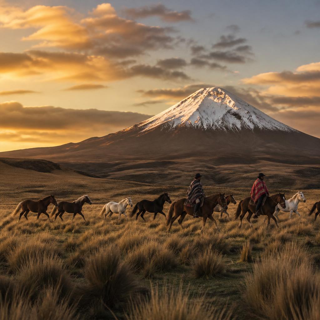 Riding beneath Cotopaxi