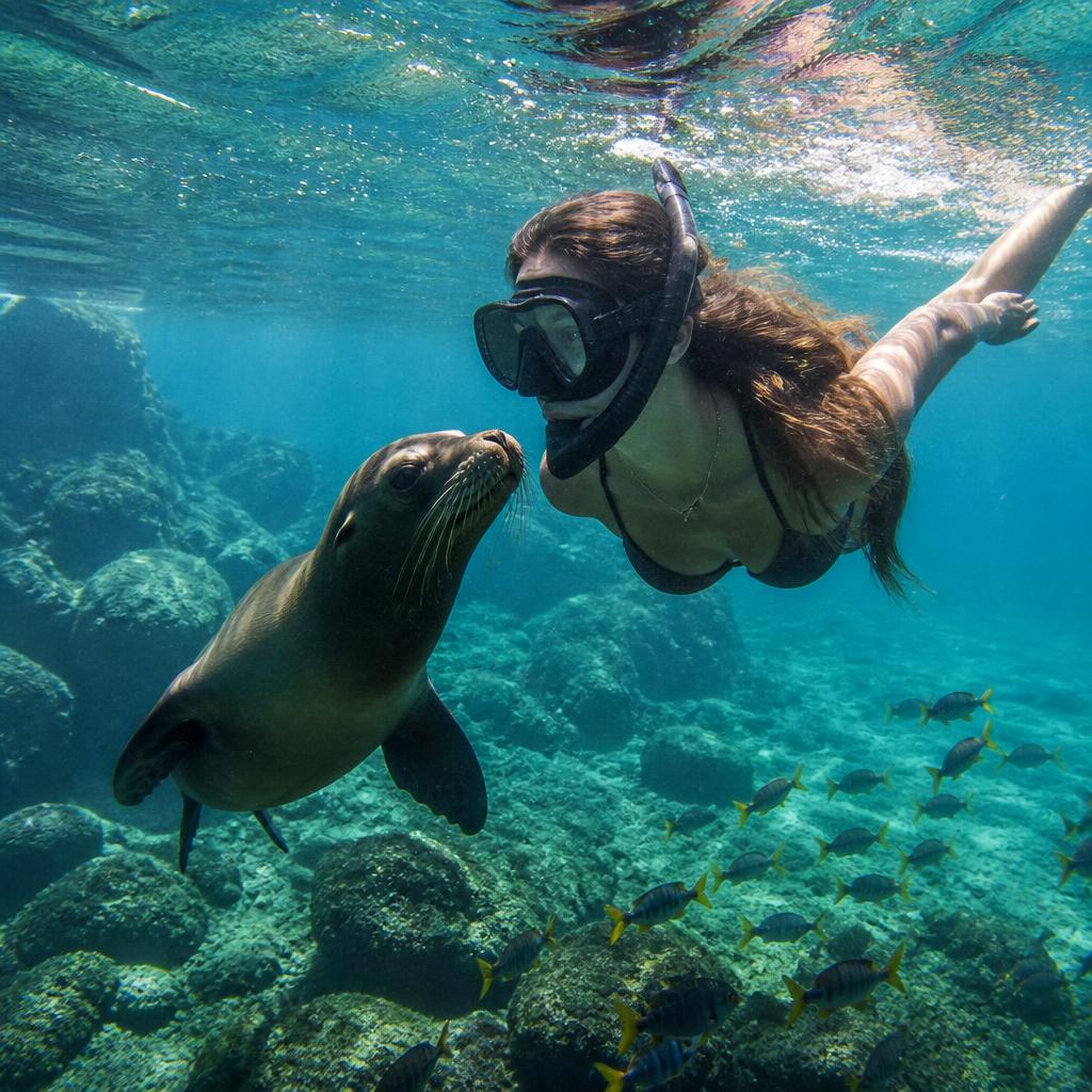Snorkeling with sea lions