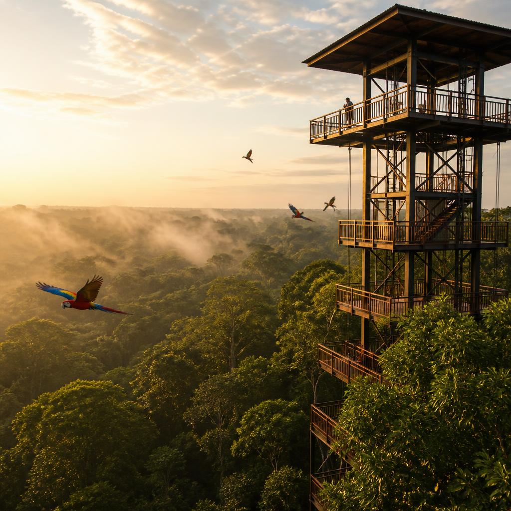 Above the treetops, at first light